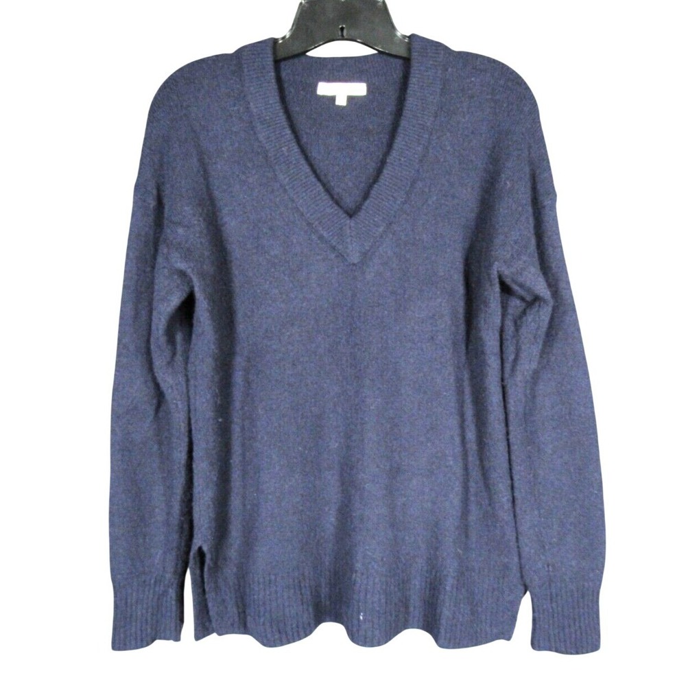 MADEWELL Merino Wool Alpaca Blend COZY V-NECK Dark Blue KNIT SWEATER Sz XS
